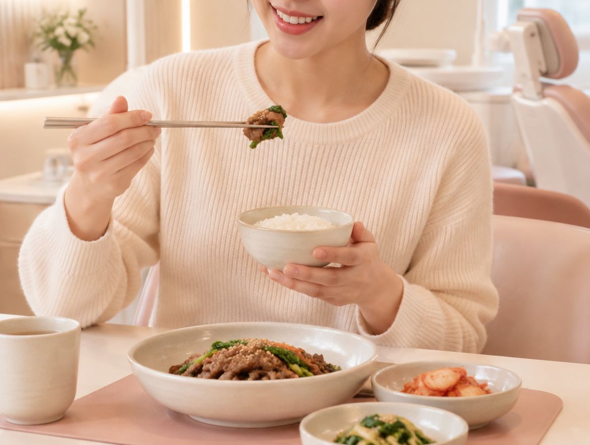 수술 후 편하게 식사하는 모습 사진